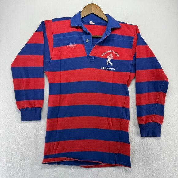 Vintage Other - Vintage Lourdais Football Club Rugby Shirt Fit XS Red Colorblock Soccer 70s 80s